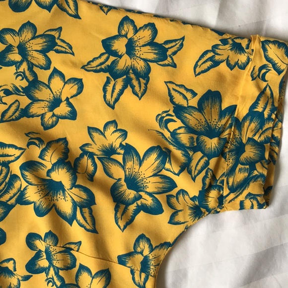 Vans goldenrod/teal roomy cropped Hawaiian shirt - Picture 3 of 5